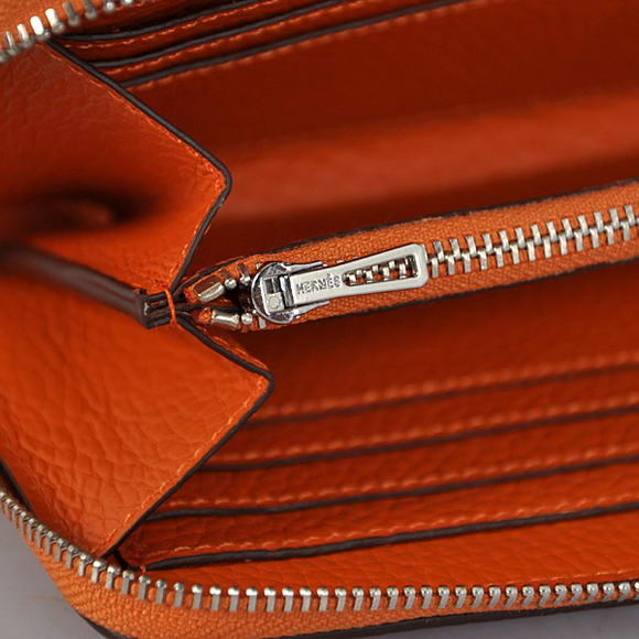 1:1 Quality Hermes Evelyn Long Wallet Zip Purse A808 Orange Replica - Click Image to Close